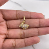 Dije Conejo 1.5gr / 2cm / Circones Cafe Blancos Oro Amarillo 18K $