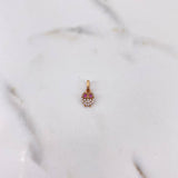 Dije Buho 0.45gr / 1.3cm / Circones Fucsias Blancos Oro Rosa 18K $
