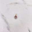 Dije Buho 0.45gr / 1.3cm / Circones Azules Blancos Oro Rosa 18K $