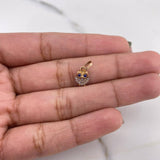 Dije Buho 0.45gr / 1.3cm / Circones Azules Blancos Oro Rosa 18K $