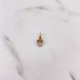 Dije Buho 0.45gr / 1.3cm / Circones Verdes Blancos Oro Rosa 18K #