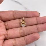 Dije Buho 0.5gr / 1.5cm / Circones Negros Blancos Oro Rosa 18K $