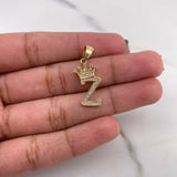 Dije Letra Z Corona 1.65gr / 2.5cm / Circones Blancos Oro Amarillo 18K $