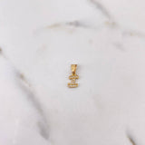 Dije Letra I 0.35gr / 1.3cm / Circones Blancos Oro Amarillo 18K #