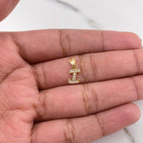 Dije Letra I 0.35gr / 1.3cm / Circones Blancos Oro Amarillo 18K #