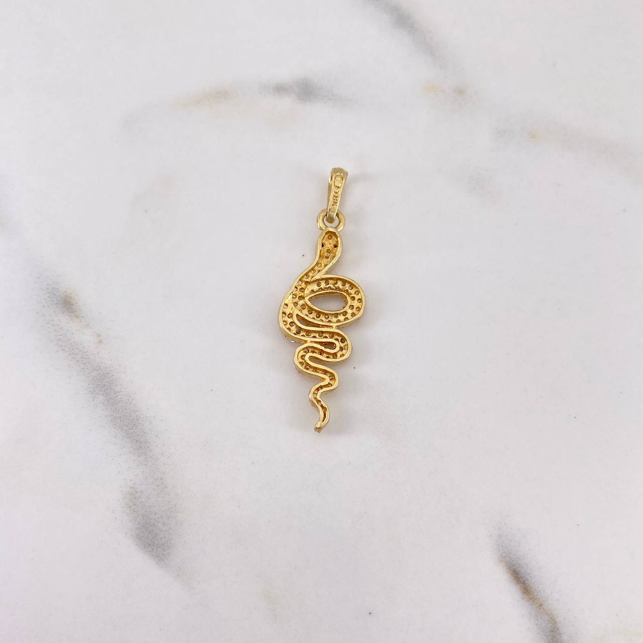 Dije Serpiente 2.65gr / 3.5cm / Circones Negros Blancos Oro Amarillo 18K $