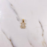 Dije Oso Ts 1.3gr / 2cm / Circones Blancos Oro Amarillo 18K #