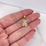 Dije Oso Ts 1.3gr / 2cm / Circones Blancos Oro Amarillo 18K #