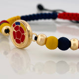 Pulsera Tejida Tricolor Escudo Selección 4Mm Oro Amarillo 18K