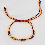 Pulsera Tejida Tricolor Cuatro Nudos 4Mm Oro Amarillo 18K