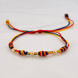 Pulsera Tejida Tricolor Cuatro Nudos 4Mm Oro Amarillo 18K