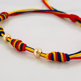 Pulsera Tejida Tricolor Cuatro Nudos 4Mm Oro Amarillo 18K