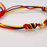 Pulsera Tejida Tricolor Cuatro Nudos 4Mm Oro Amarillo 18K