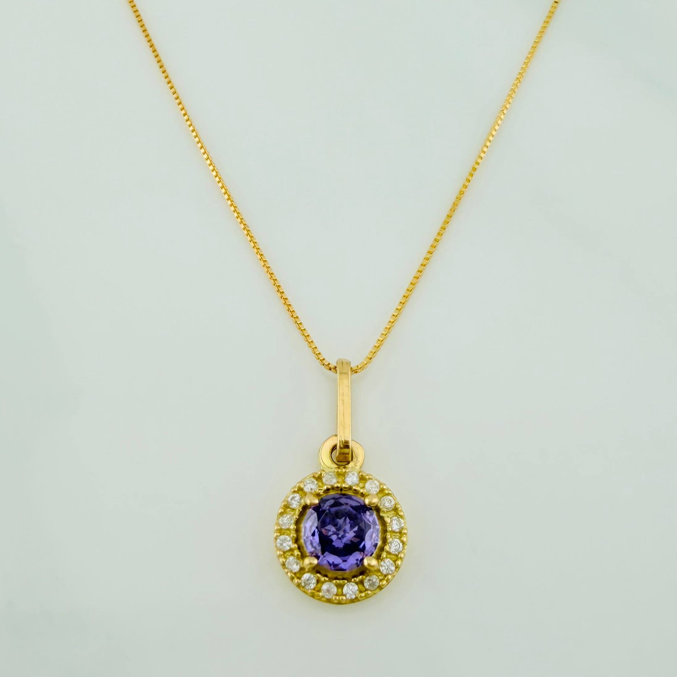 Set Cadena Veneciana + Dije Halo / 2.35 g / 45 cm Oro Amarillo 18K