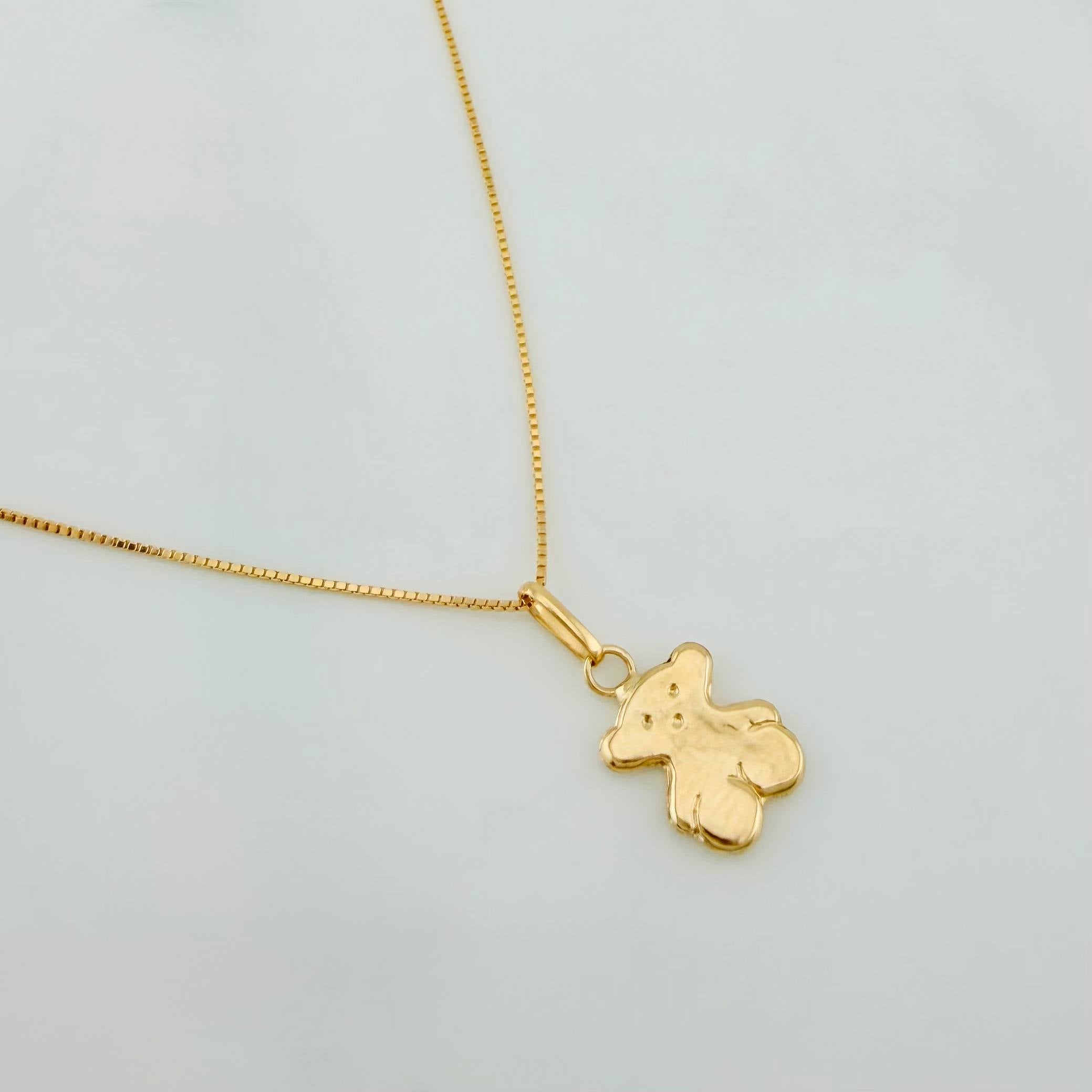 Set Cadena Veneciana + Dije Oso Ts / 1.4g / 45cm Oro Amarillo 18K