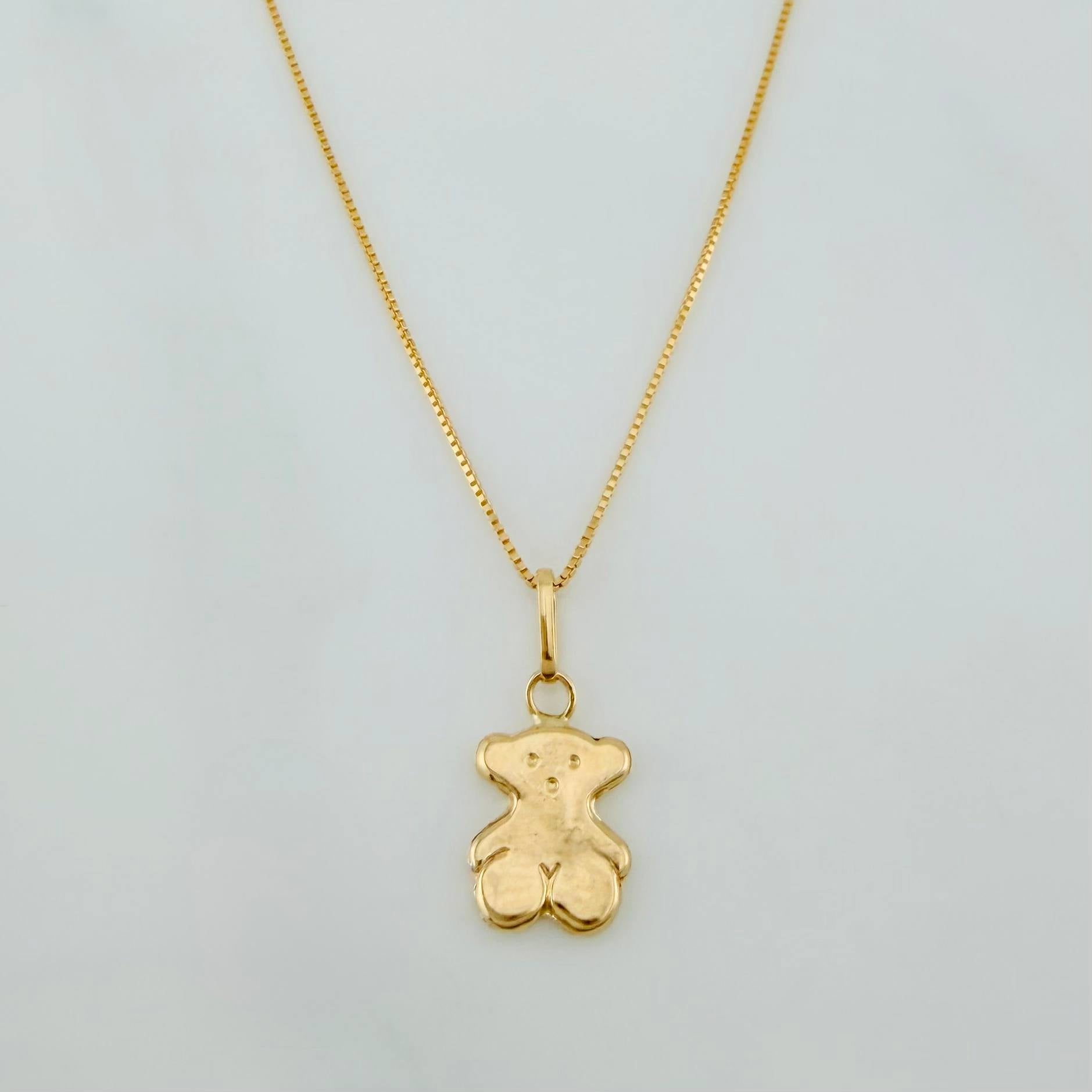 Set Cadena Veneciana + Dije Oso Ts / 1.4g / 45cm Oro Amarillo 18K