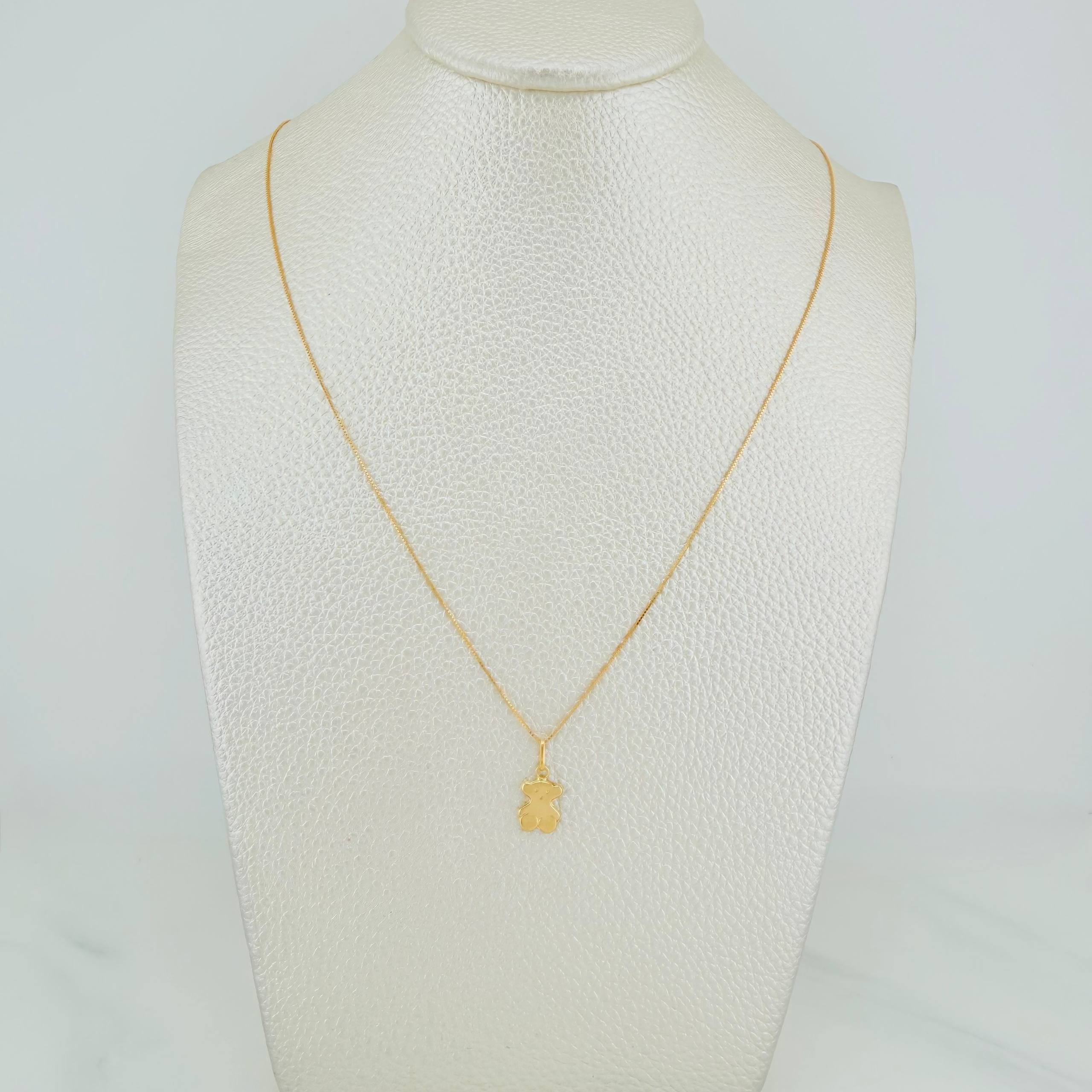 Set Cadena Veneciana + Dije Oso Ts / 1.35g / 45cm Oro Amarillo 18K