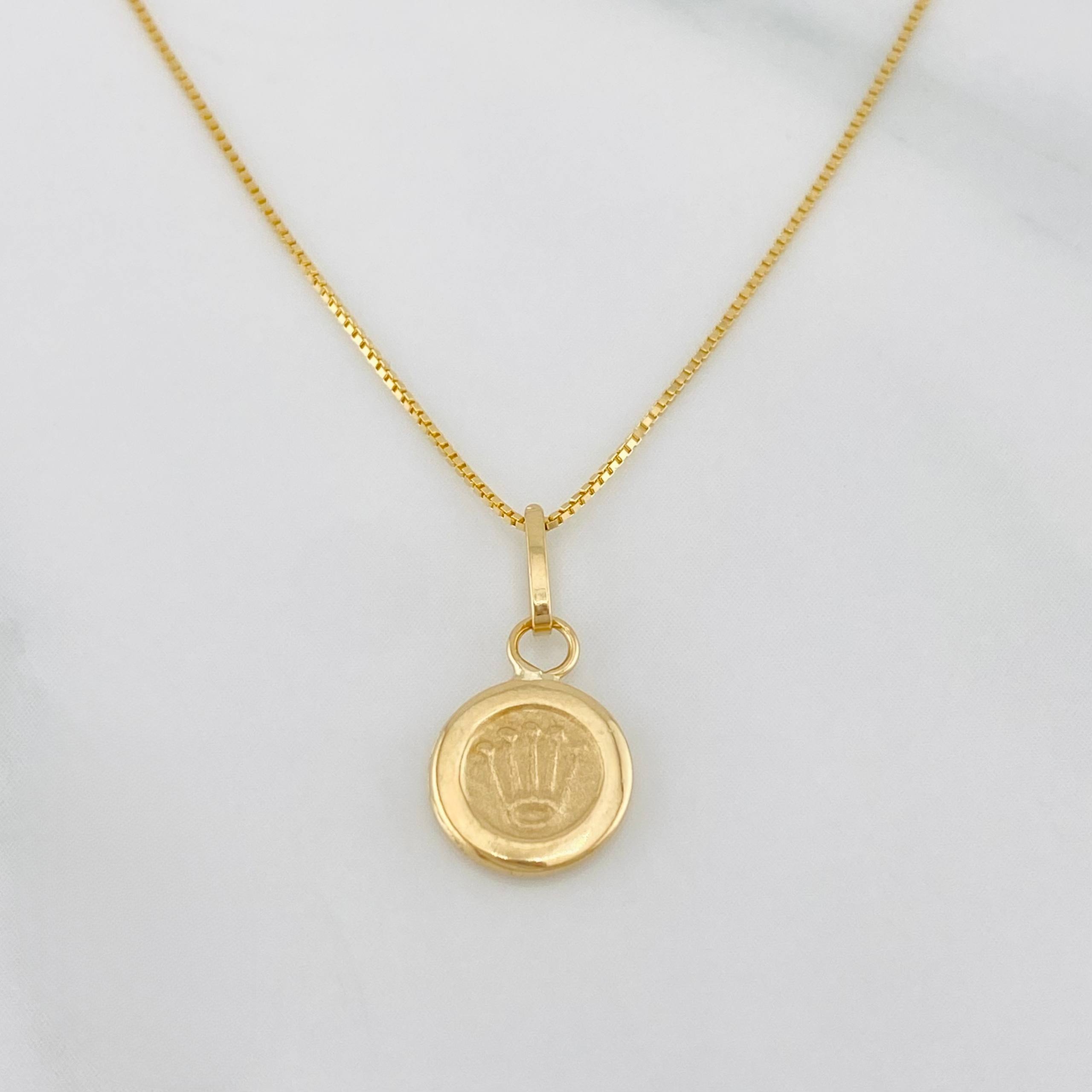 Set Cadena Veneciana + Dije Corona / 1.45g / 45cm Oro Amarillo 18K