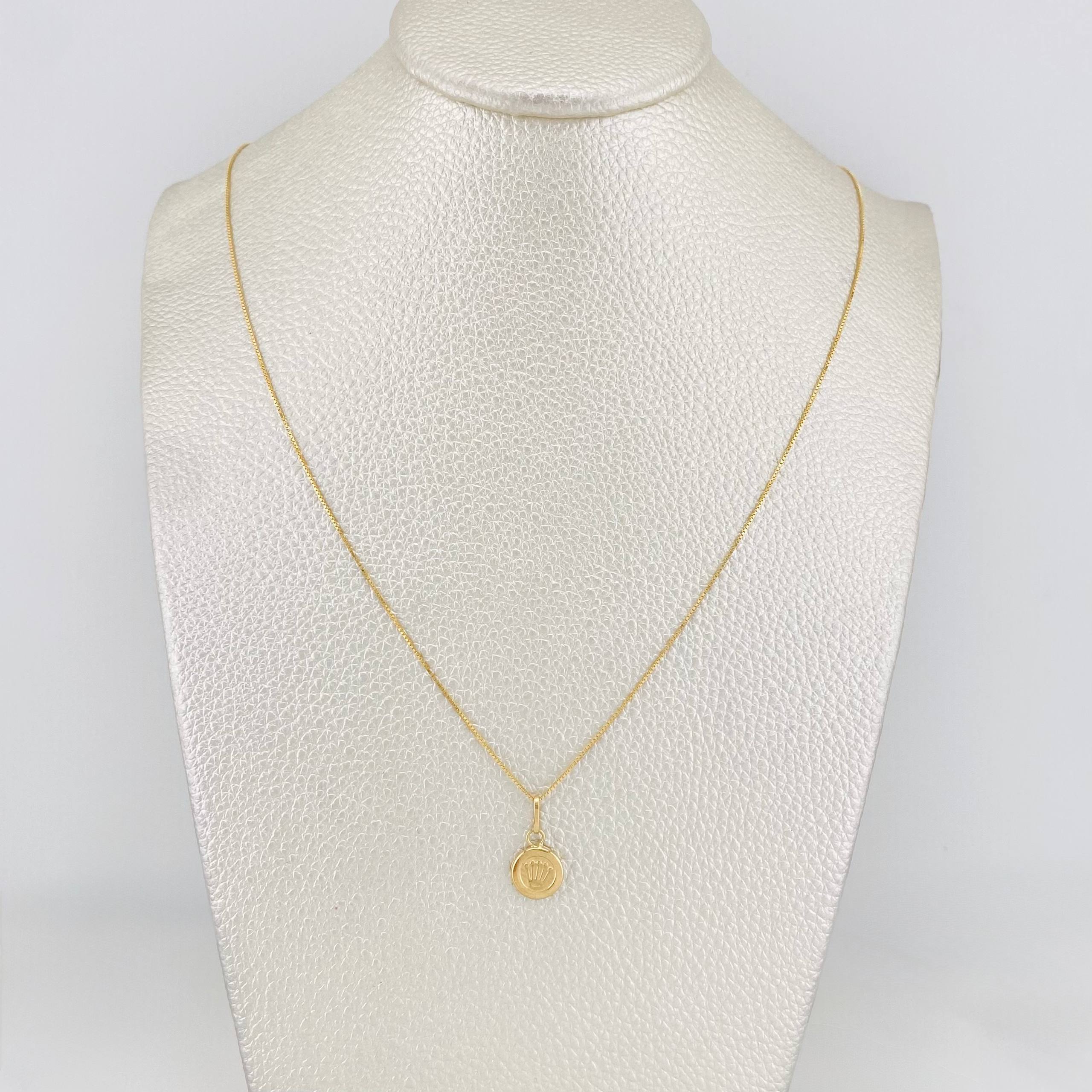 Set Cadena Veneciana + Dije Corona / 1.45g / 45cm Oro Amarillo 18K
