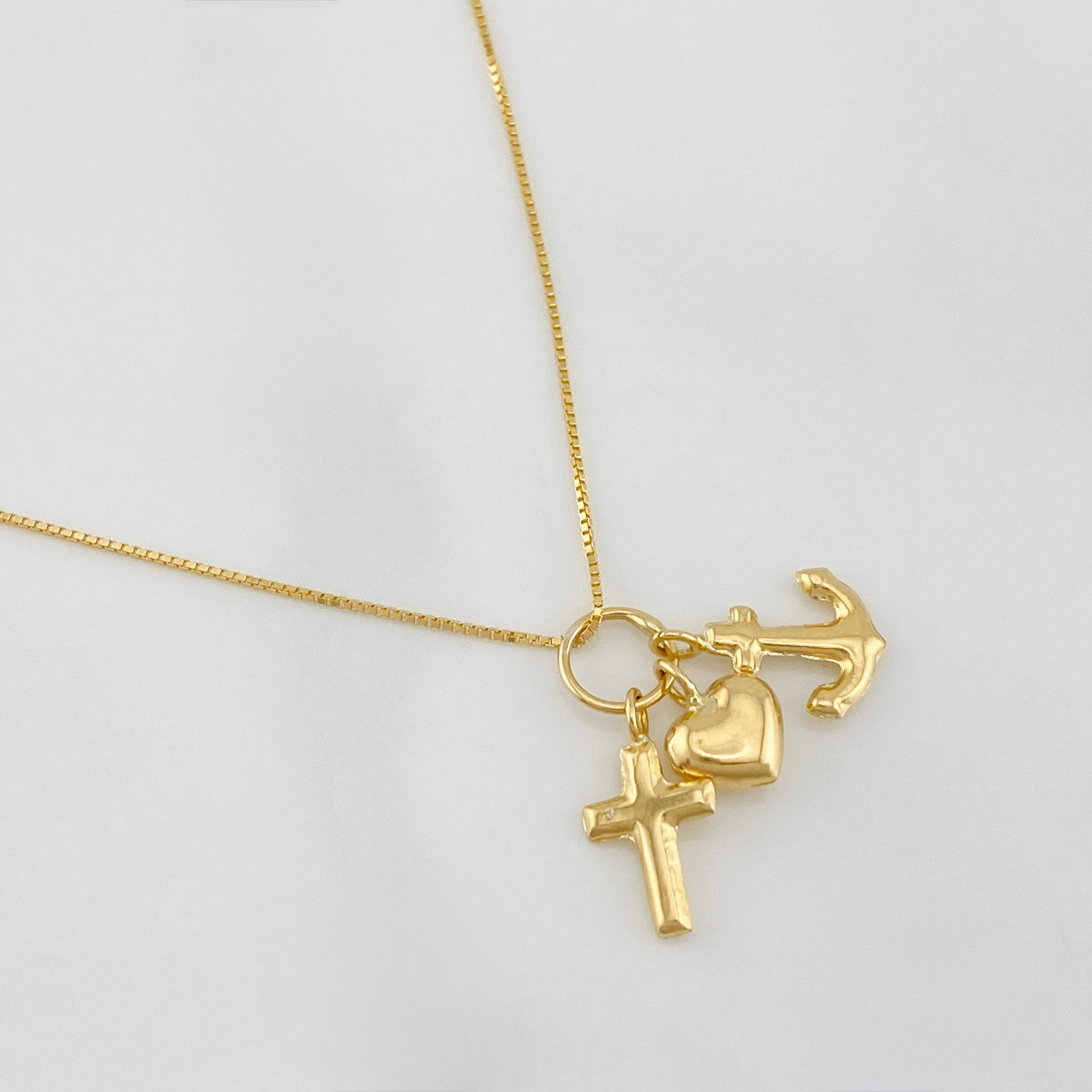 Set Cadena Veneciana + Dije Tres Gracias / 1.8 g / 45 cm Oro Amarillo 18K
