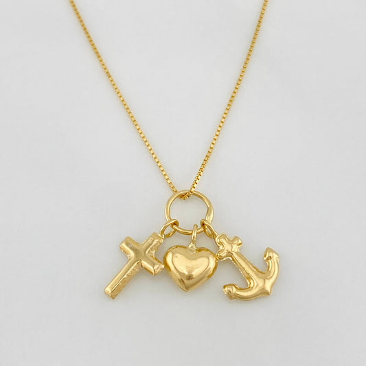 Set Cadena Veneciana + Dije Tres Gracias / 1.7 g / 45 cm Oro Amarillo 18K