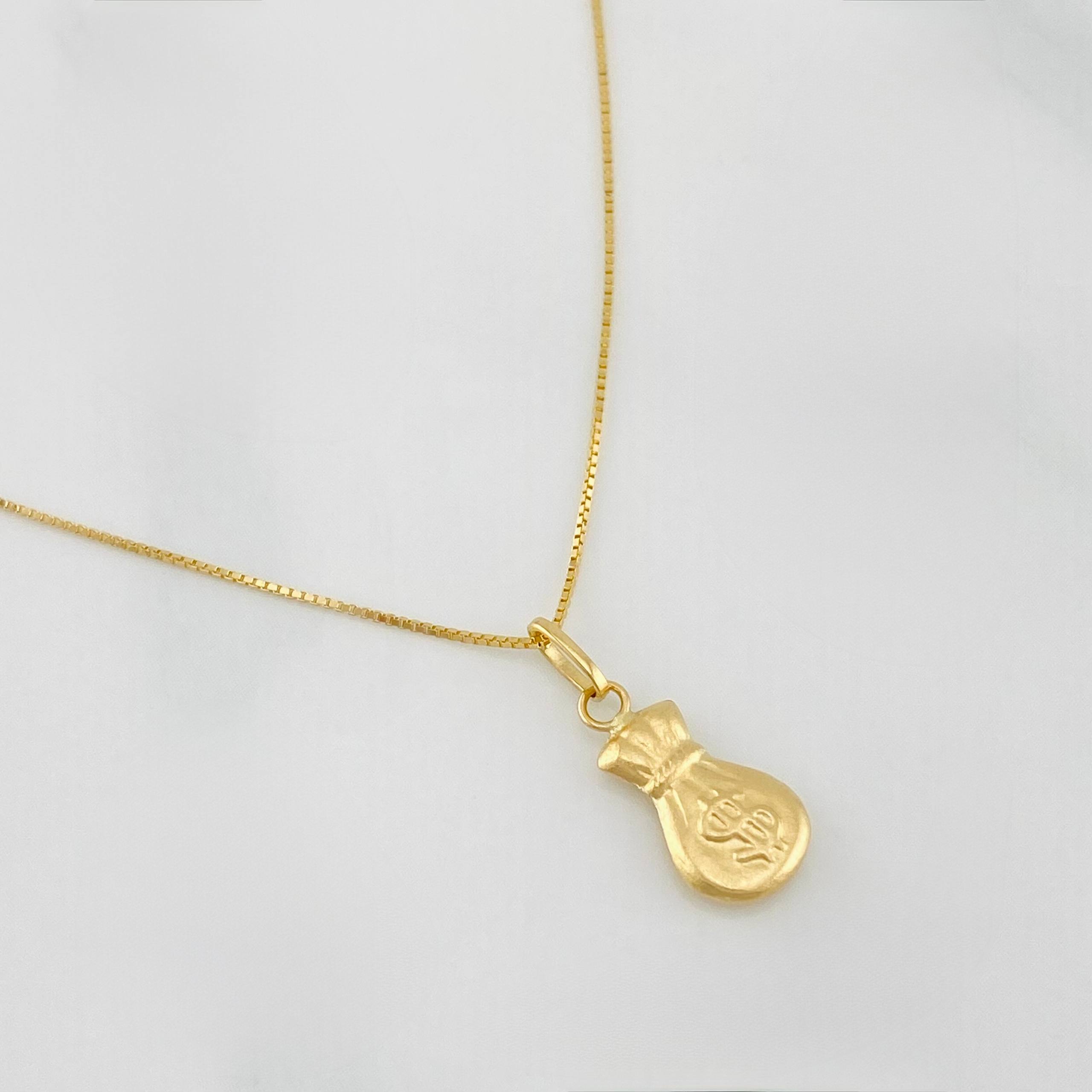 Set Cadena Veneciana + Dije Bolsa Dinero / 1.6 g / 45 cm Oro Amarillo 18K
