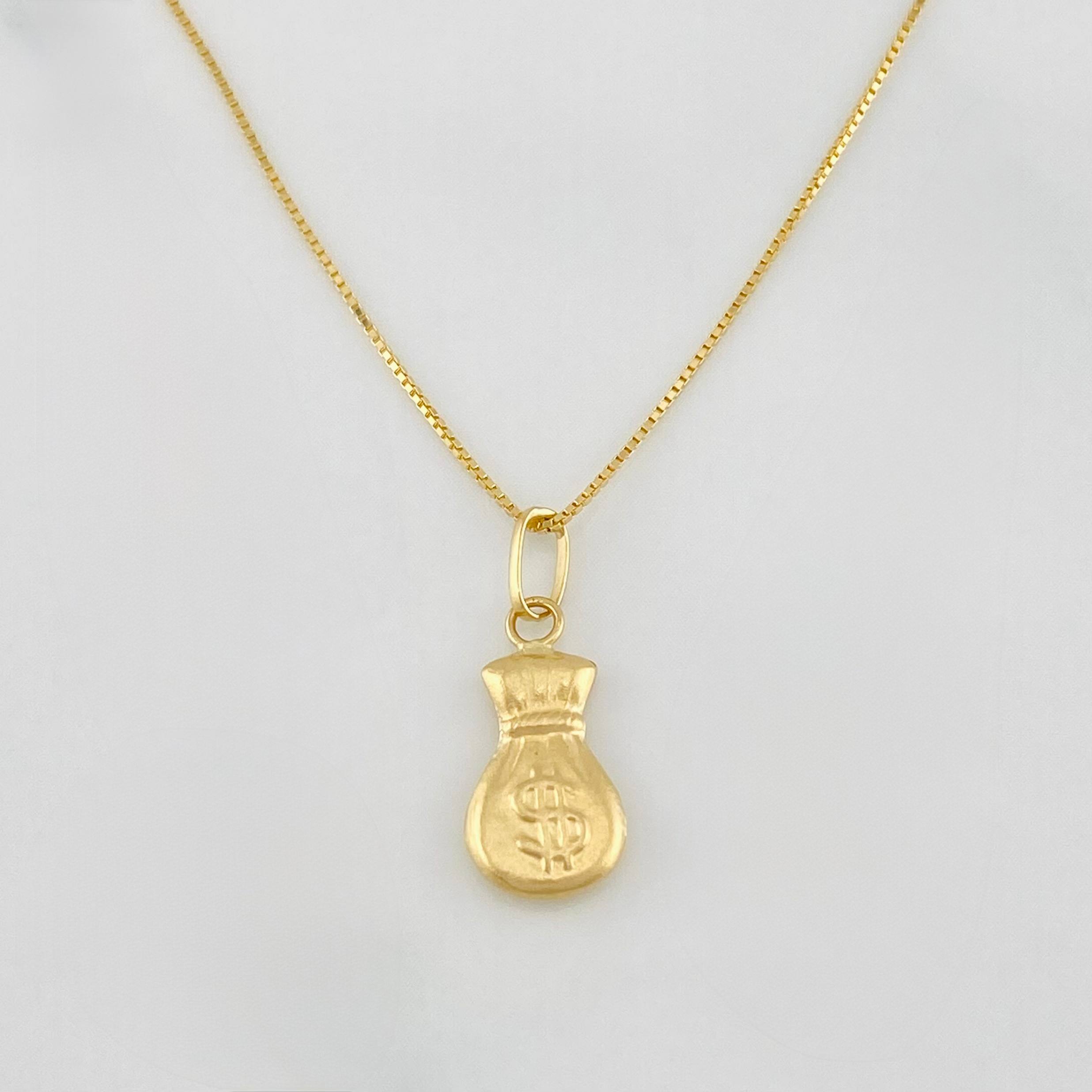 Set Cadena Veneciana + Dije Bolsa Dinero / 1.6 g / 45 cm Oro Amarillo 18K