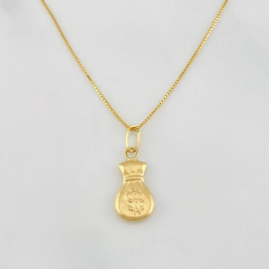 Set Cadena Veneciana + Dije Bolsa Dinero / 1.6 g / 45 cm Oro Amarillo 18K