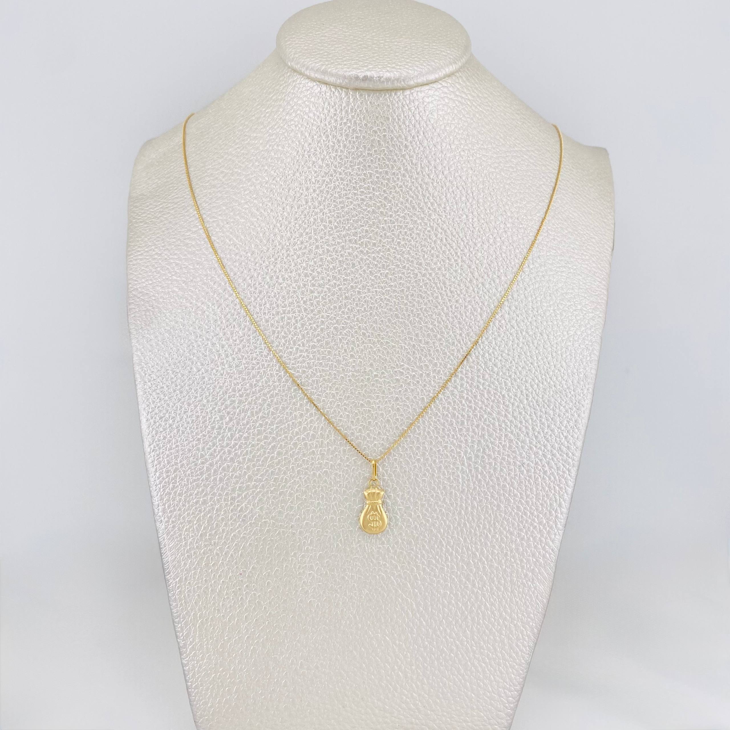 Set Cadena Veneciana + Dije Bolsa Dinero / 1.6 g / 45 cm Oro Amarillo 18K