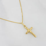 Set Cadena Veneciana + Dije Cruz Cristo / 1.55g / 45cm Oro Amarillo 18K