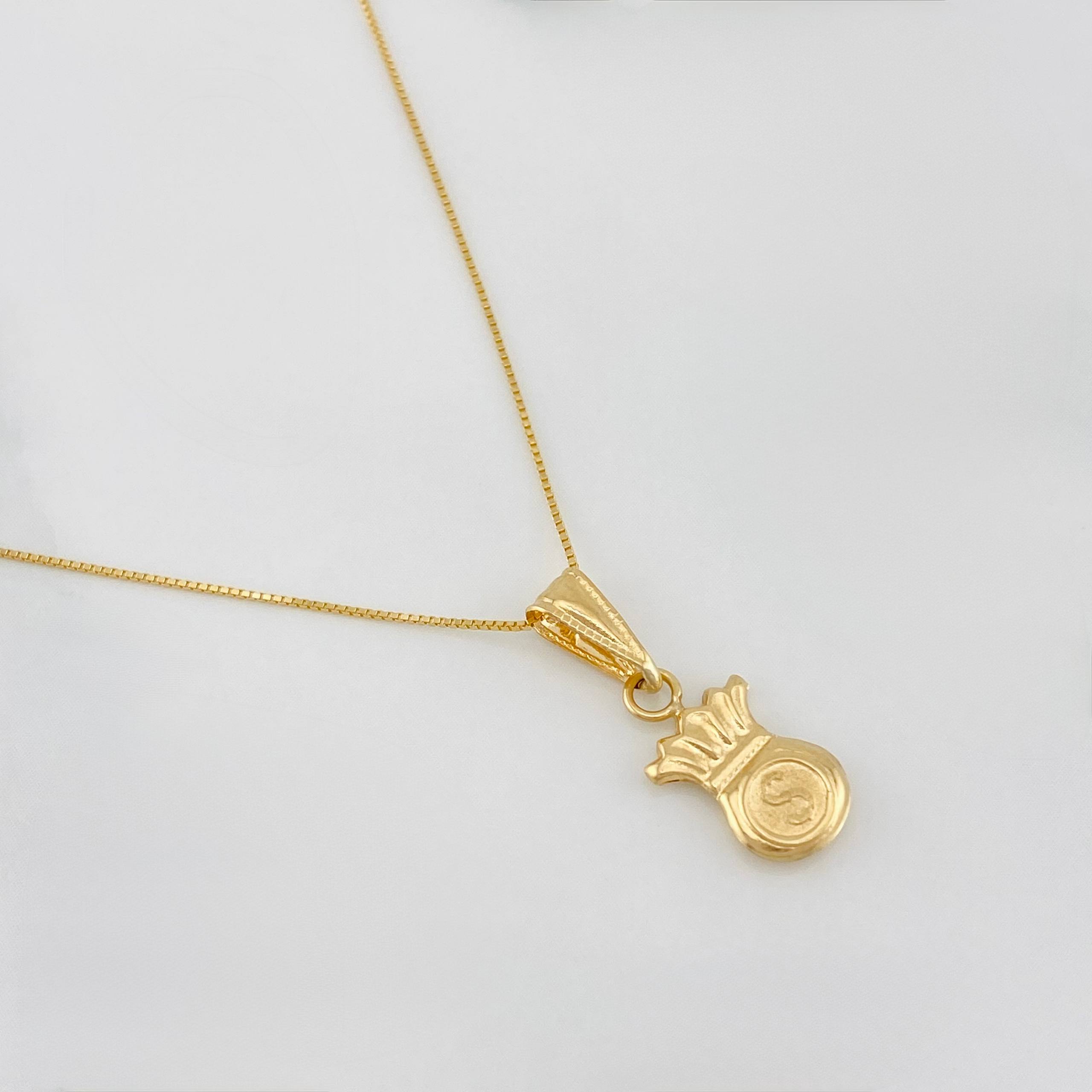 Set Cadena Veneciana + Dije Bolsa De Dinero / 1.85g / 45cm Oro Amarillo 18K