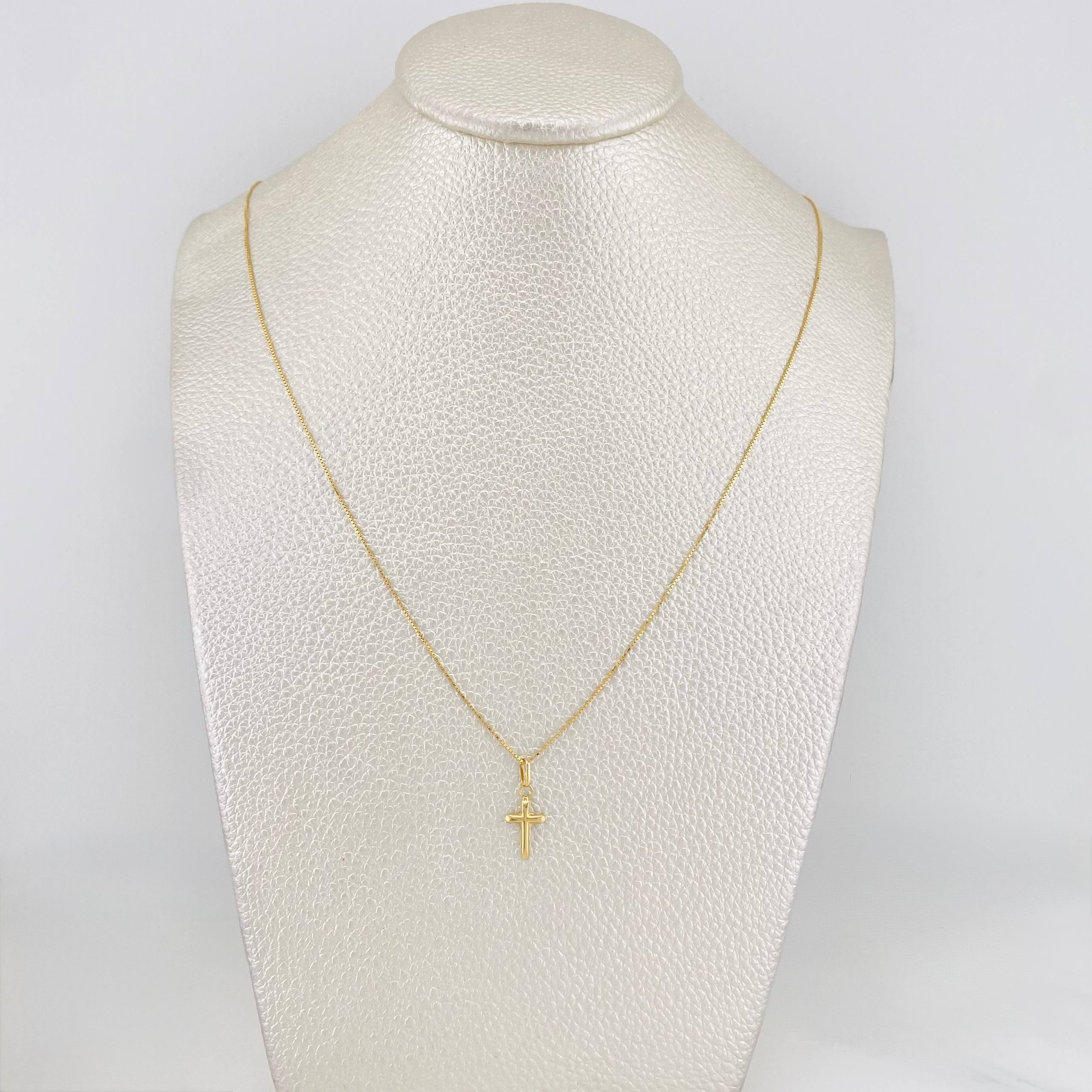 Set Cadena Veneciana + Dije Cruz / 1.4 g / 45 cm Oro Amarillo 18K