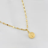 Set Cadena Flor Espejo + Dije San Benito / 1.35g / 40cm Oro Amarillo 18K