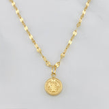 Set Cadena Flor Espejo + Dije San Benito / 1.35g / 40cm Oro Amarillo 18K