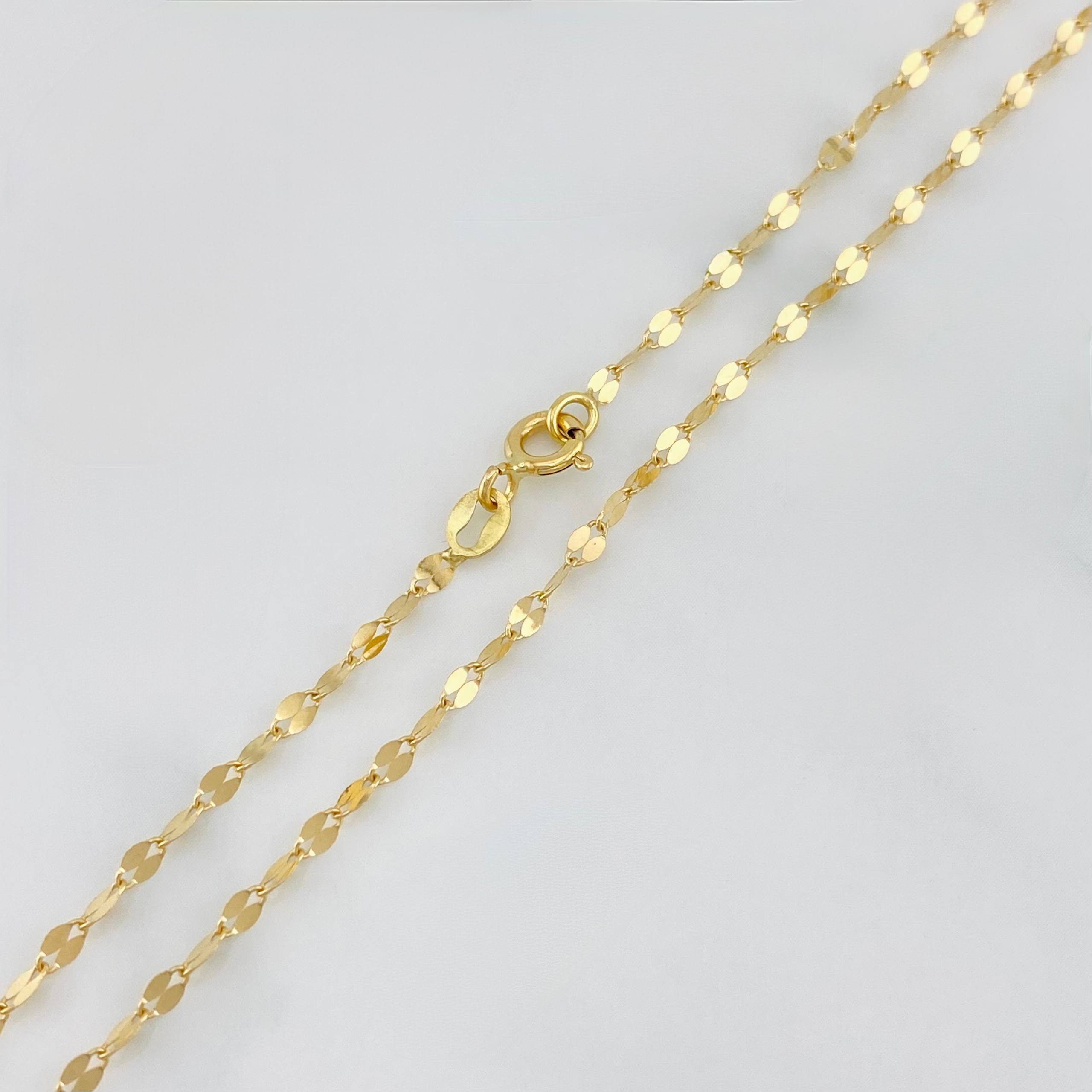 Set Cadena Flor Espejo + Dije Oso Ts / 1.25 g / 40 cm Oro Amarillo 18K
