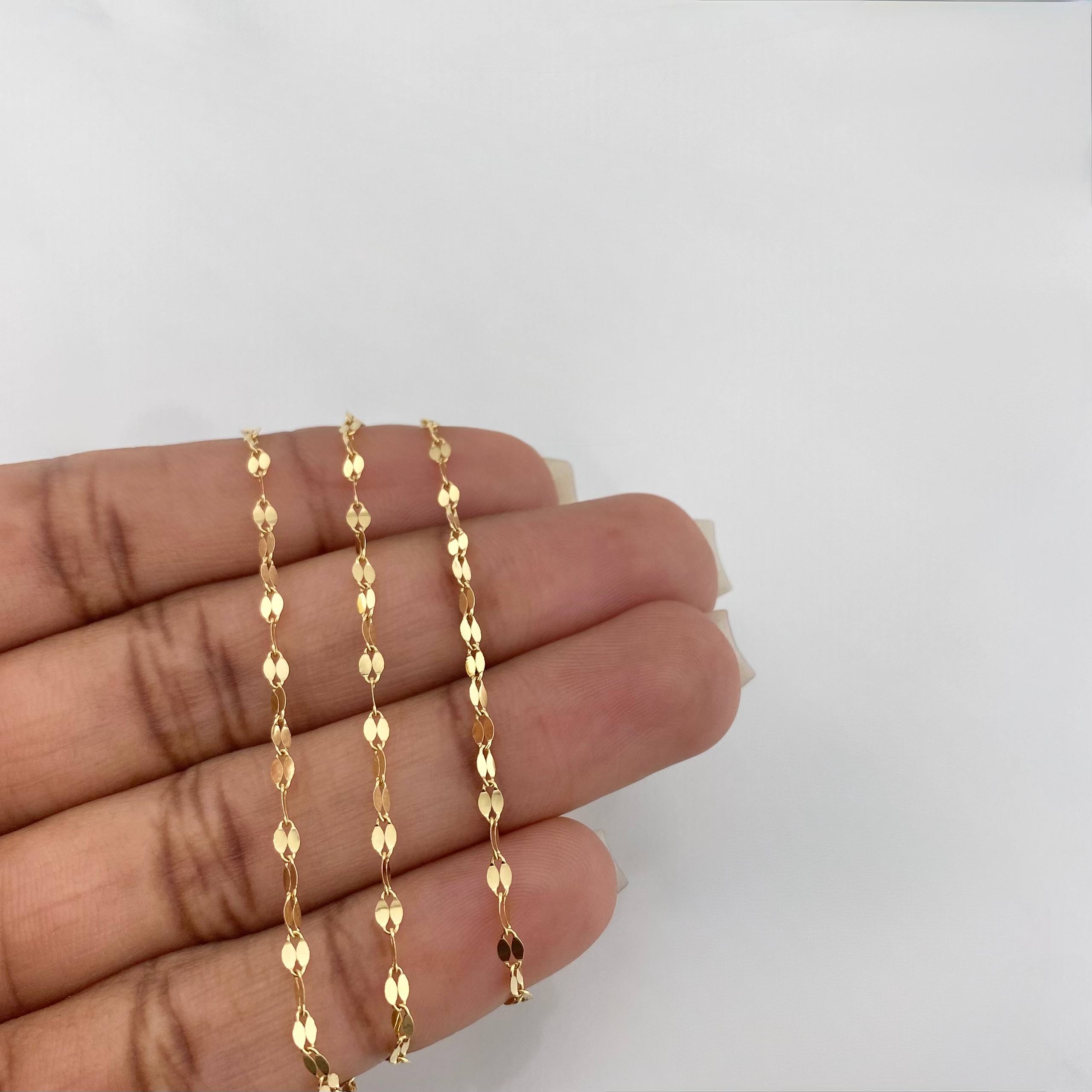 Set Cadena Flor Espejo + Dije San Benito / 1.35g / 40cm Oro Amarillo 18K
