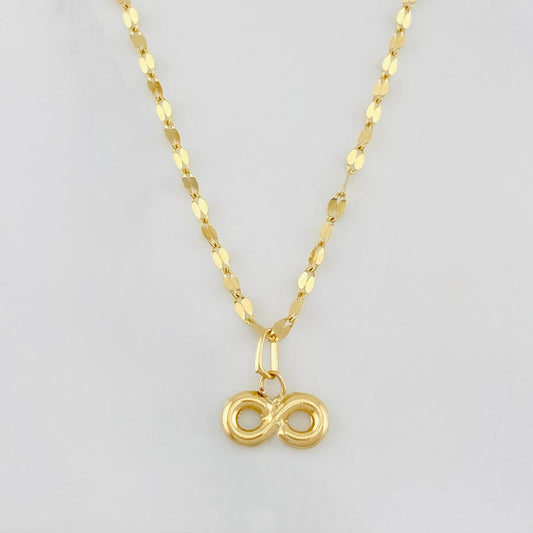 Set Cadena Flor Espejo + Dije Infinito / 1.35 g / 40 cm Oro Amarillo 18K