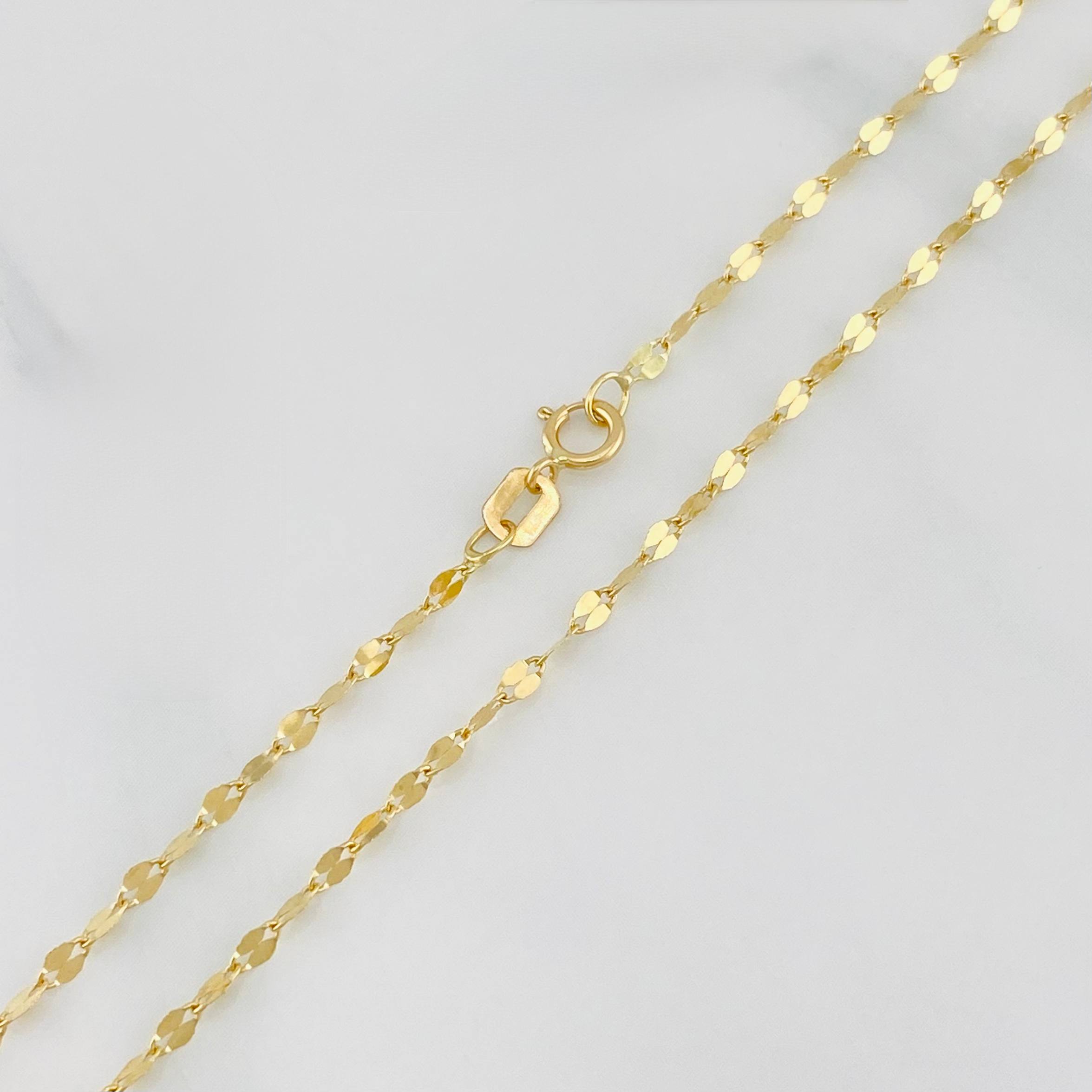 Set Cadena Flor Espejo + Dije Infinito / 1.35g / 40cm Oro Amarillo 18K