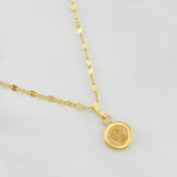 Set Cadena Flor Espejo + Dije Corona / 1.6g / 40cm Oro Amarillo 18K