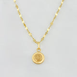 Set Cadena Flor Espejo + Dije Corona / 1.6g / 40cm Oro Amarillo 18K