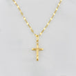 Set Cadena Flor Espejo + Dije Cruz Cristo / 1.35 g / 40 cm Oro Amarillo 18K