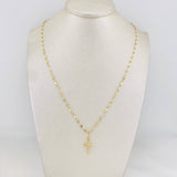 Set Cadena Flor Espejo + Dije Cruz Cristo / 1.35 g / 40 cm Oro Amarillo 18K