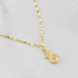 Set Cadena Flor Espejo + Dije Bolsa De Dinero / 1.7g / 40cm Oro Amarillo 18K