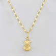 Set Cadena Flor Espejo + Dije Bolsa De Dinero / 1.7g / 40cm Oro Amarillo 18K