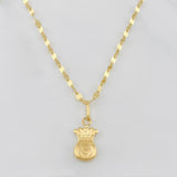 Set Cadena Flor Espejo + Dije Bolsa De Dinero / 1.7g / 40cm Oro Amarillo 18K