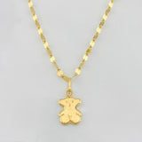Set Cadena Flor Espejo + Dije Oso Ts / 1.25 g / 40 cm Oro Amarillo 18K