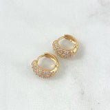Candongas Tupidas 3gr / 1.1cm / Circones Blancos Oro Amarillo 18K