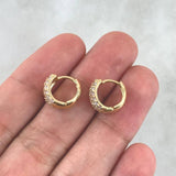 Candongas Tupidas 3gr / 1.1cm / Circones Blancos Oro Amarillo 18K
