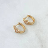 Candongas Corazón Doble Línea 2.9gr / 1.4cm / Circones Blancos Oro Amarillo 18K