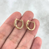 Candongas Corazón Doble Línea 2.9gr / 1.4cm / Circones Blancos Oro Amarillo 18K